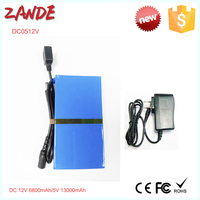 DC0512V 5V 13000mAh Wiederaufladbare Lithium-Batterie 12V 7Ah Li-Ionen mit USB-Ausgang für LED-Boards CCTV-Kamera