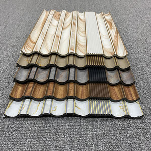 Lames murales en PS de 12 cm, couleur unie rose bleu, design simple, matériau de décoration, panneau mural en PS, lamelles en charbon de bois avec doré - Product Image 2