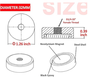 Công Nghiệp Rock Ánh Sáng Từ Núi Neodymium Nồi Nam Châm Stud Đường Kính 20Mm Vĩnh Viễn NdFeB Nam Châm Hàn Cắt Bao Gồm - Product Image 3