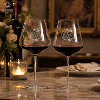 Ensemble de 2 verres à vin rouge de 25 oz, verres à vin de Bourgogne en cristal soufflé à la main, ensemble cadeau de verres à vin à long pied pour mariage, anniversaire