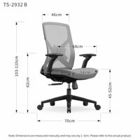 Chaise de bureau ergonomique moderne en maille, confortable, avec cadre en PP, accoudoirs réglables, pivotante à 360°, inclinable, pour la pause déjeuner et la détente.