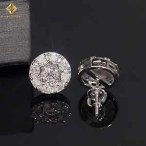 Boucles d'oreilles clous en moissanite, taille brillant rond, motif étoile, argent 925, style classique hip-hop, certifiées GRA, pour homme - Product Image 2