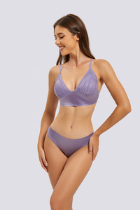 Thời trang chất lượng cao với ren brassiere Set đồ ngủ liền mạch thanh lịch không dây ưa thích ngắn gọn Bra Set - Product Image 3