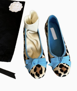 Zapatos Planos de Mujer Estilo Francés con Estampado de Leopardo y Punta Redonda, Modelo Final 2026, Tipo Bailarina con Lazo y Boca Baja - Product Image 3
