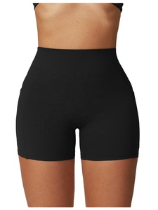 Logo personnalisé taille haute Scrunch fesses Yoga Legging court femmes course à pied Gym Sport porter poches Shorts dames Fitness Yoga Shorts - Product Image 3