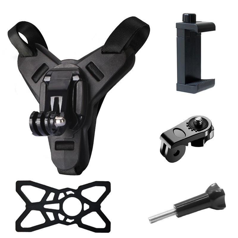 Hongdak Phone Accessories Smartphone and Sport Camera Use Motorcycle Shockproof Helmet Chin Strap Mount with Phone Clip Mount