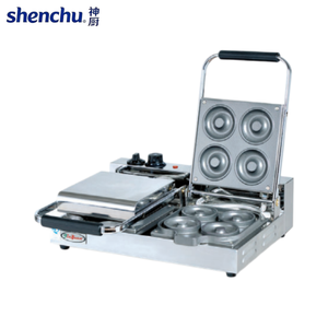 Mesin Pembuat Donat Ganda dengan Kontrol Suhu, Cetakan Anti Lengket dari Baja Tahan Karat, Mesin Waffle Listrik 2.18KW 220V - Product Image 1