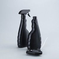 500ml 16oz HDPE noir rechargeable alcool désinfectant pour les mains fine brume nettoyage décontamination bouteille vide en plastique
