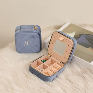 Boîtes cadeaux de luxe en velours personnalisées de haute qualité pour bijoux, colliers et bagues, emballage doux vert foncé, étui à bijoux - Product Image 4