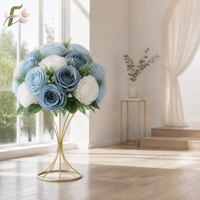 Boule de fleurs artificielles en soie rose pour centres de table de mariage romantiques, décoration de table bleu poudré