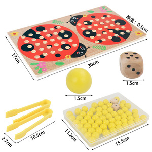 Perles pince <span class=keywords><strong>en</strong></span> <span class=keywords><strong>bois</strong></span> Montessori personnalisées pour enfants coccinelle jeu de société éducatif correspondant Interaction jouets de combat pour les enfants - Product Image 2