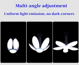 <span class=keywords><strong>Ampoule</strong></span> <span class=keywords><strong>LED</strong></span> pliable 50W à économie d'énergie pour garage, avec pales de ventilateur à quatre feuilles et angle de faisceau réglable - Product Image 3