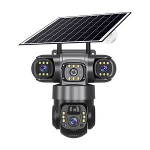 Caméra extérieure solaire 4G 6MP Full Color V380 <span class=keywords><strong>PRO</strong></span> à triple objectif, rotation à 360 degrés, vision nocturne, caméras de sécurité IP - Product Image 1