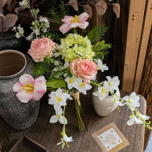 Bouquet de fleurs artificielles CallaFloral, rose, décoration de mariage, décoration de la maison, tissu tissé en plastique CF02094 - Product Image 3