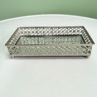 Offre Spéciale : Ensemble de 2 Plateaux de Service Rectangulaires en Métal Argenté de Luxe pour Bijoux et Décoration de Salon