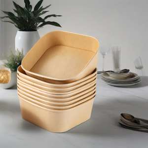 Bol en papier kraft blanc personnalisé de grande taille 1000 ml, emballage alimentaire jetable - Product Image 3