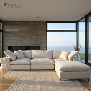 विला के लिए लिविंग रूम कॉर्नर फीचर के लिए इनडोर टू-सीटर मॉडुलर फैब्रिक सेशनल सोफा सेट - Product Image 6