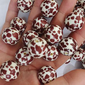 20mm Round Bulk Acrylic Cow Printed <strong>Beads</strong> <strong>Beads</strong>, DIY Coffee/pink/white <strong>Black</strong> Plastic Loose <strong>Bead</strong> ForJewelry Phone Keychain Making - Product Image 2