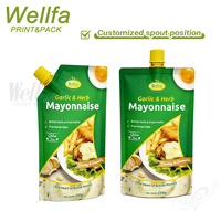 Sachet Doypack OEM d'usine 250g avec bec verseur pour sauces liquides, qualité alimentaire, en Mylar et feuille d'aluminium, pour recharge de mayonnaise et vinaigrette