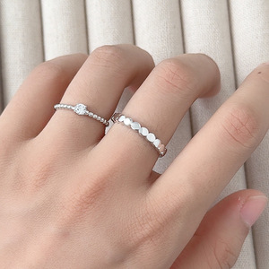 Set di Anelli di Lusso <span class=keywords><strong>in</strong></span> Argento Sterling 925, Gioielli Impermeabili Antiossidanti, Anelli Geometrici Impilabili con Perline per Donne, Regalo di Fidanzamento - Product Image 2