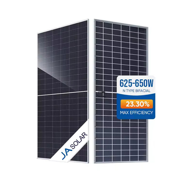 New Stock Bifacial Solar Panel Dual Glass JA JAM72D42 LB 625-650W n Type 625W 630W 635W 640W 650W JA Solar Panel
