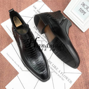 Nouvelles bottes faites à la main - chaussures pour hommes en cuir véritable - manchon en cuir pour bottes - bottines Chelsea - bottes britanniques en coton pour hommes - Product Image 5