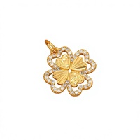 Pendentif Breloque en Cuivre Écologique, Trèfle Porte-Bonheur et Cœur, Artisanat Fin Européen et Américain, Usinage CNC, pour Collier