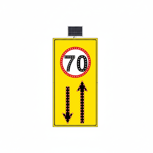 Señal de Tráfico LED con Energía Solar, Velocidad Máxima 70 km/h, Dimensiones de la Vía 100 x 204 cm, Señal de Seguridad de Aluminio con Advertencia - Product Image 2