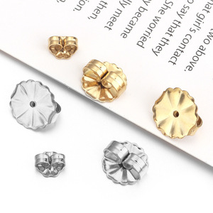 Stainless Steel Flower Ear <b>Backs</b> Plated Gold <b>Silver</b> For <b>Earring</b> Making Jewelry Findings 039 - Product Image 2