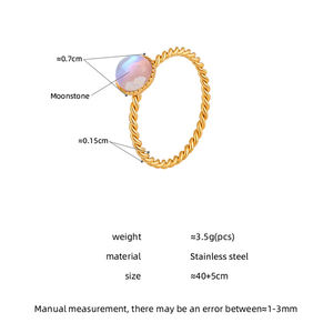 Anello di pietra di luna da donna placcato oro in acciaio inossidabile con personalità impermeabile di moda di lusso - Product Image 2