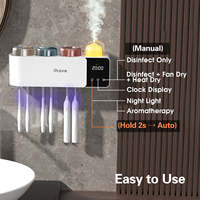 Stérilisateur mural automatique pour brosses à dents avec diffuseur d'arômes et support pour 3 tasses