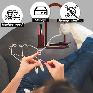 Soporte Magnético de Madera <span class=keywords><strong>para</strong></span> Hilos, Organizador Giratorio <span class=keywords><strong>para</strong></span> Tejer y Hacer Ganchillo, Tazón <span class=keywords><strong>para</strong></span> Hilos Antienredos, Soporte de Nogal - Product Image 2