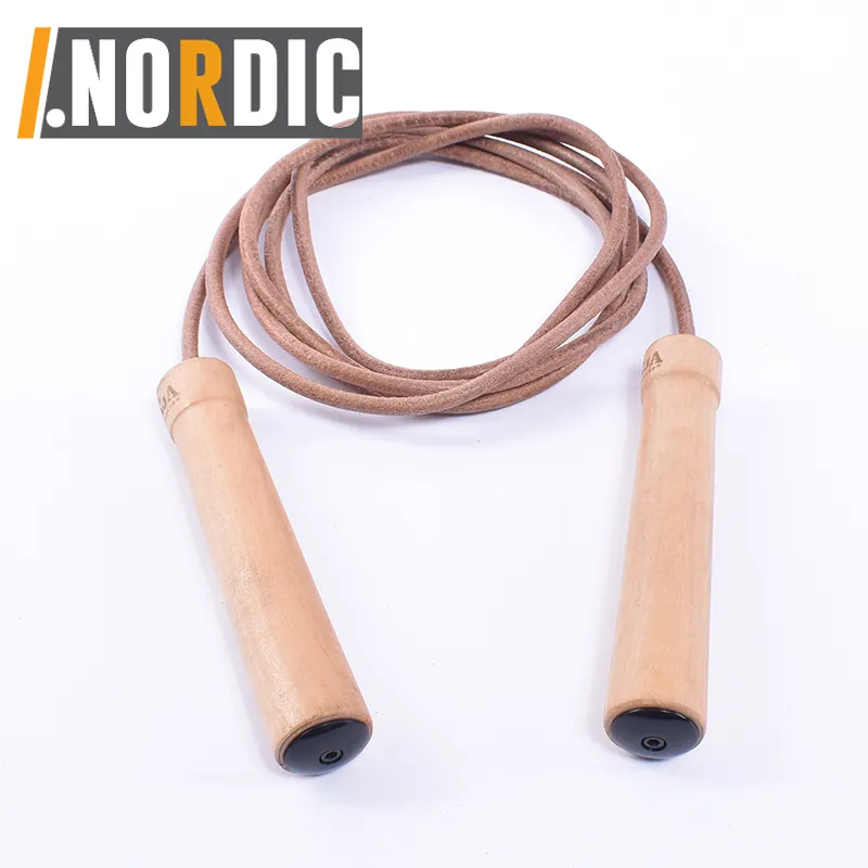 Leather Jump Rope with Natural Wooden Handles | Soft Leather 9-Foot Rope for Cardio, Boxing , Training and Fitness | Classic Box