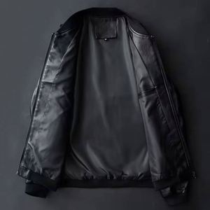 Fashion Trend Personalized Leather Spring Thin Casual Standing Collar Men's Motorcycle Bomber <b>Jacket</b> - Product Image 4