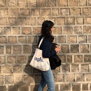 Minimalist <b>Canvas</b> <b>Tote</b> Bag With Green Print For Women Shopping All Seasons - Product Image 2
