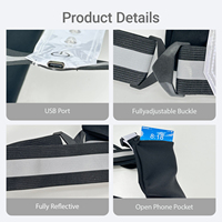 Gilet de sécurité réfléchissant LED rechargeable par USB coloré, vêtement en polyester, équipement de course, veste, sac de jogging réglable