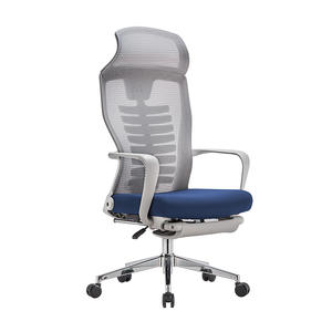 <span class=keywords><strong>Chaise</strong></span> de bureau ergonomique en maille avec repose-pieds, appui-tête réglable, dossier haut, pivotante et inclinable - Product Image 1