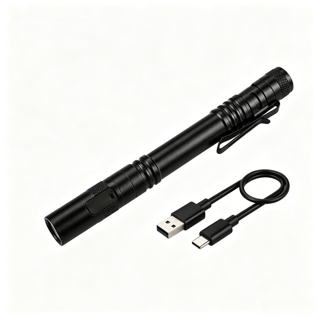 USB Rechargeable Pen Light 5W Ultra Bright White Light Mini Portable Inspection Working Flashlight With Pocket Clip for Outdoor