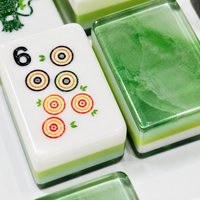Bi Bo Emerald Wave Mahjong-Set 4-Schicht-Acryl, innen bedruckte, punktverlackte, gravierte marmorierte grüne Steine, individuelles Logo OEM