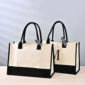 Große modische Segeltuch-Tasche Handtasche individueller Logodruck Doppelband Polyester-PC reine Arbeit Beförderung Frauen