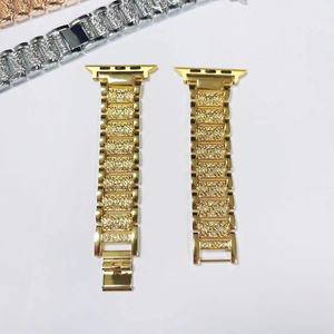 Diamond Set Metal Watch Band 20mm For Apple Smart Watch Gold Mesh Design <b>Snap</b> <b>Fasteners</b> - Product Image 1