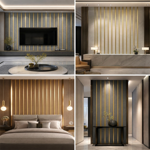 Panneau mural 3D cannelé en PS imperméable, revêtement décoratif intérieur en <span class=keywords><strong>polystyrène</strong></span>, lambris <span class=keywords><strong>à</strong></span> lattes pour fond de salon d'hôtel - Product Image 6
