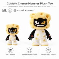 Peluche personnalisée monstre de fromage noir, directement de l'usine, OEM ODM, en coton PP et polyester, animal en peluche en gros, MOQ, peluche amusante