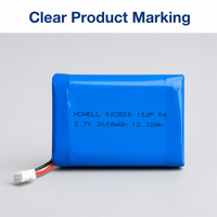 Baterai Lithium Polymer HWE 3.7V 3600mAh dengan UN38.3 IEC62133 untuk Perangkat Pelacak GPS