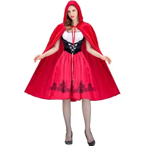 2023 Little Red Riding Hood costume luxury woman Halloween Christmas dress with pearl Adult Party Stage Costumes