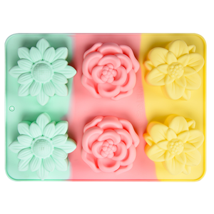 Molde <span class=keywords><strong>para</strong></span> hornear pasteles <span class=keywords><strong>de</strong></span> silicona con forma <span class=keywords><strong>de</strong></span> flor, 6 agujeros redondos, molde DIY <span class=keywords><strong>de</strong></span> grado alimenticio <span class=keywords><strong>para</strong></span> horno, microondas, herramienta empaquetada <span class=keywords><strong>para</strong></span> hornear - Product Image 1