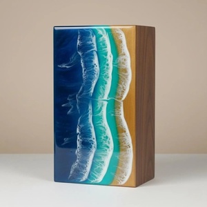 Urnas funerarias de epoxi y madera a precios bajos, urna de cremación con superficie pulida, de forma rectangular, para cenizas humanas. - Product Image 4