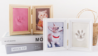 Cadre photo rectangulaire souvenir fait main pour empreintes de pattes d'animaux, en argile, pour chiens et chats, souvenir commémoratif