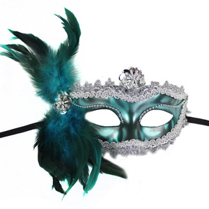 Naranja hombres divertido disfraz Cosplay carnaval veneciano mascarada máscara con pluma de gallo máscara de fiesta para fiesta suministro decoración de Navidad - Product Image 3