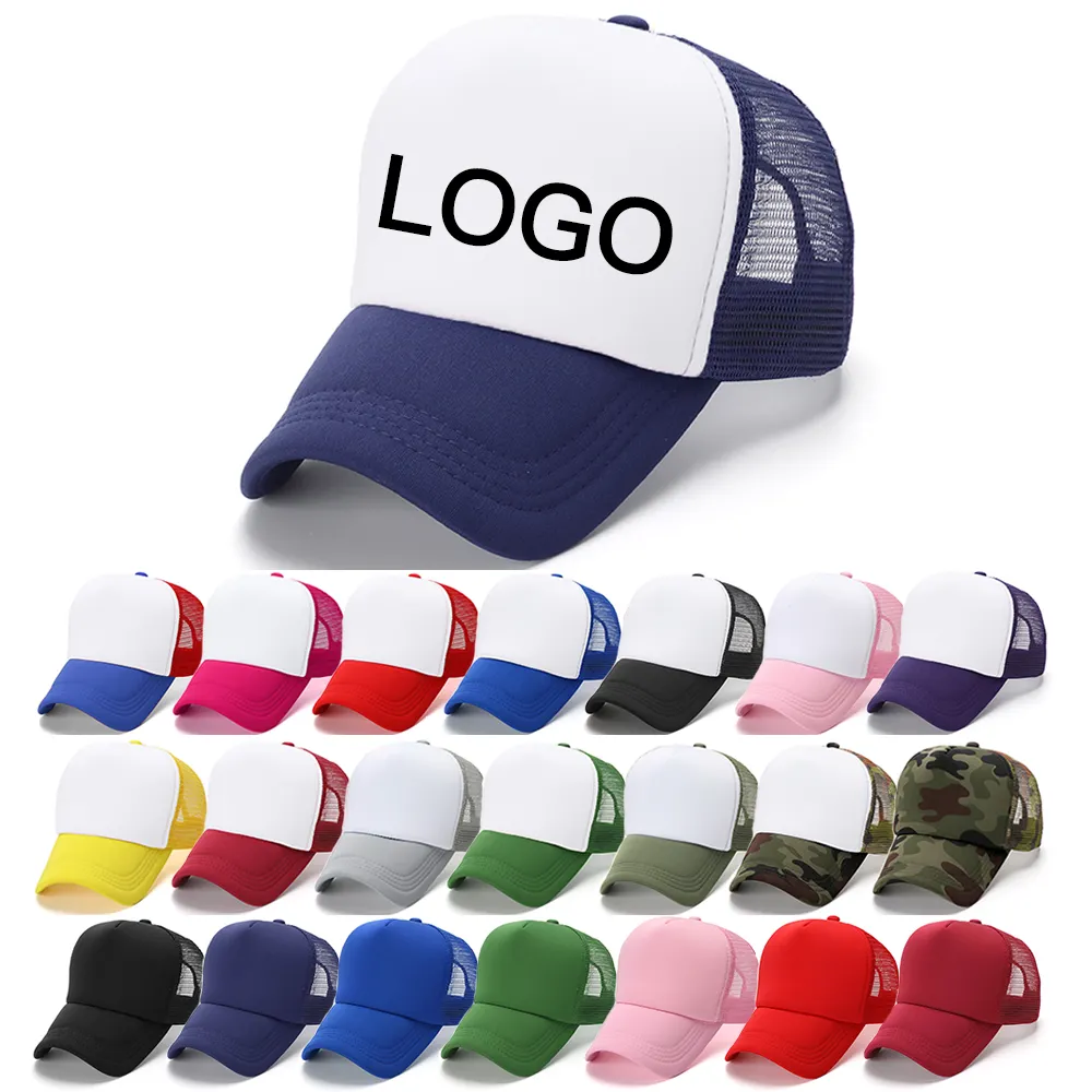 custom logo 5 panel mesh hat and trucker cap